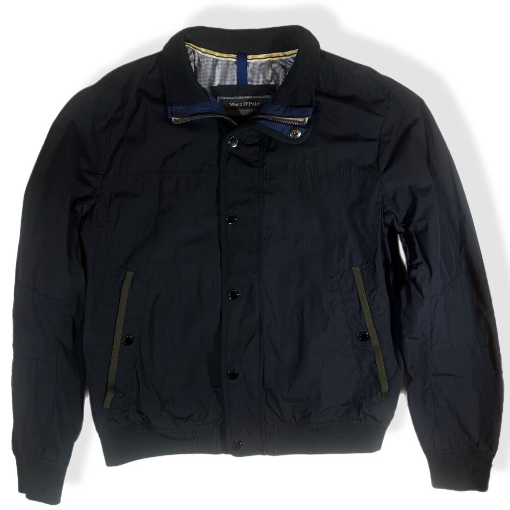 Marco Polo Mens Navy Bomber Jacket With Button Front & Zipper Grandpa Core SZ L